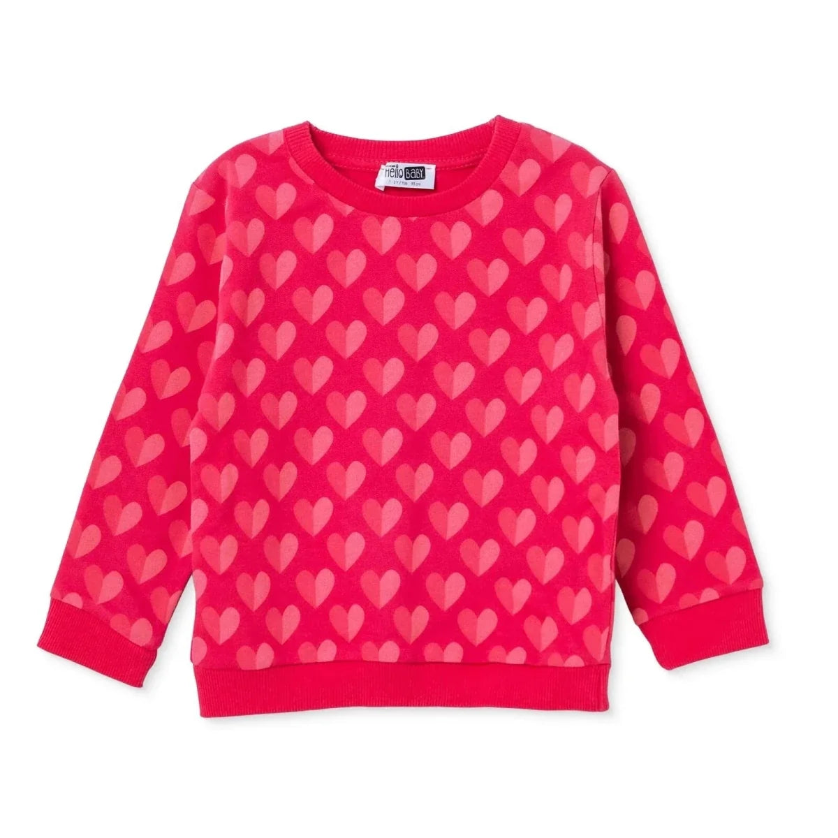 HelloBaby Heart Print Brushed Loopback Baby Sweatshirt (3-6 Months to 4-5 Years) - Pink Printed