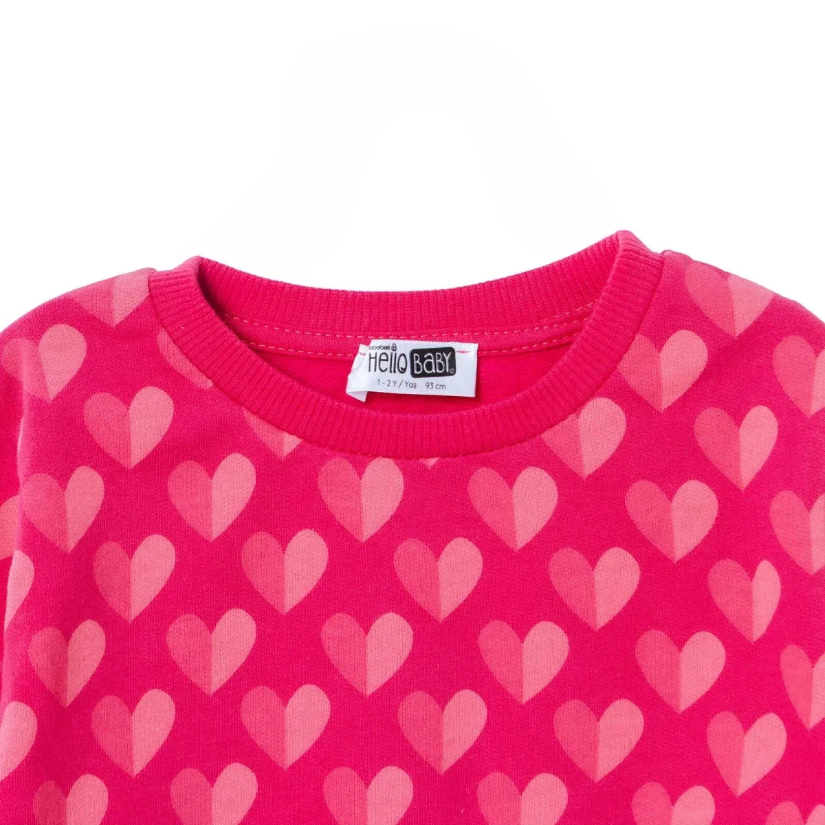 HelloBaby Heart Print Brushed Loopback Baby Sweatshirt (3-6 Months to 4-5 Years) - Pink Printed