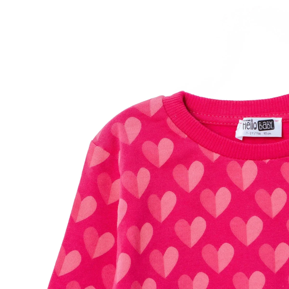 HelloBaby Heart Print Brushed Loopback Baby Sweatshirt (3-6 Months to 4-5 Years) - Pink Printed