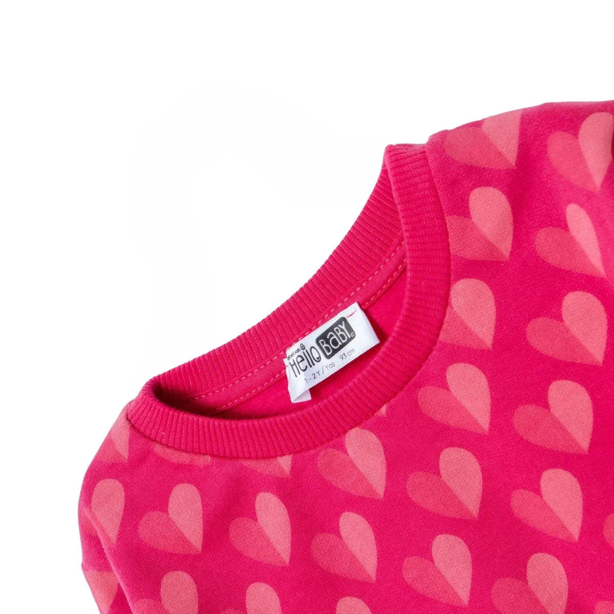 HelloBaby Heart Print Brushed Loopback Baby Sweatshirt (3-6 Months to 4-5 Years) - Pink Printed
