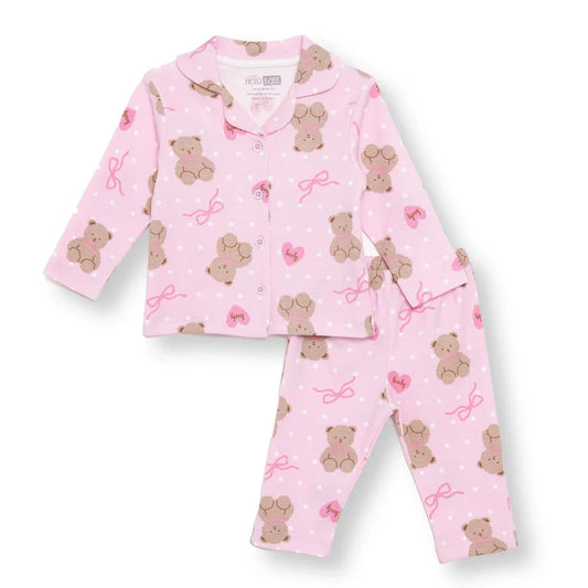 HelloBaby Animal Print Peter Pan Collar Baby Pyjama Set (3-6 Months to 3-4 Years) - Pink