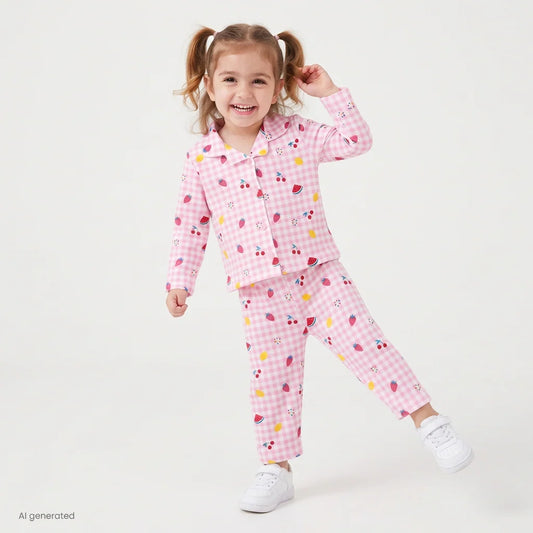 HelloBaby Fruit Print Long Sleeve Baby Pyjama Set (3-6 Months to 2-3 Years) - Pink