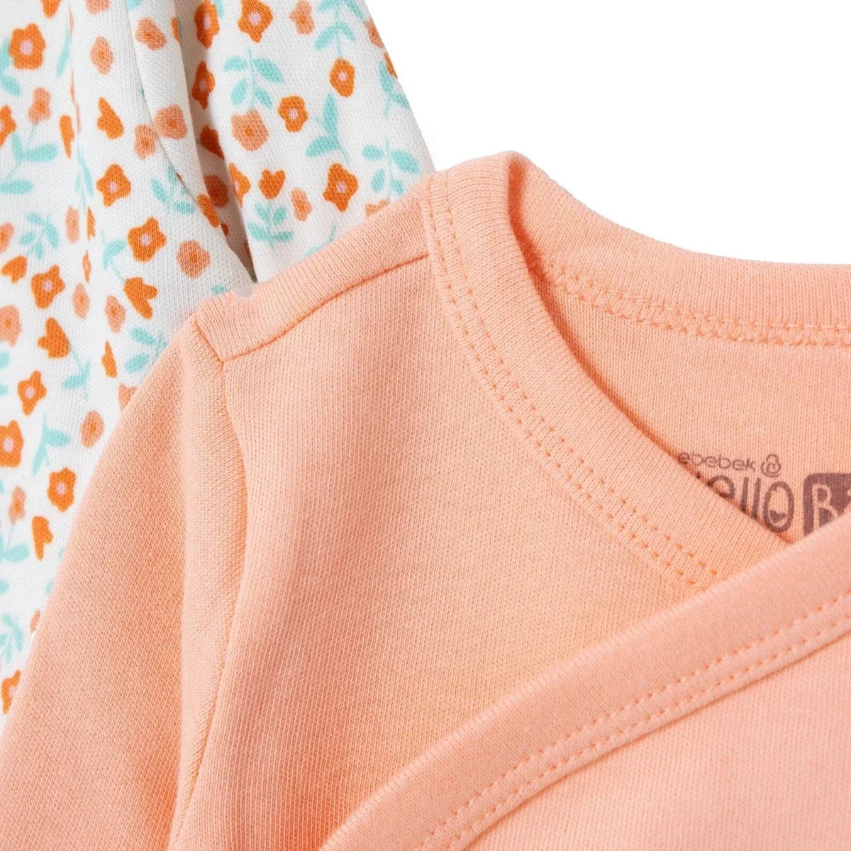 HelloBaby 2 Pack Animal Print Long Sleeve Interlock Baby Bodysuits (Newborn to 6-9 Months) - Ecru