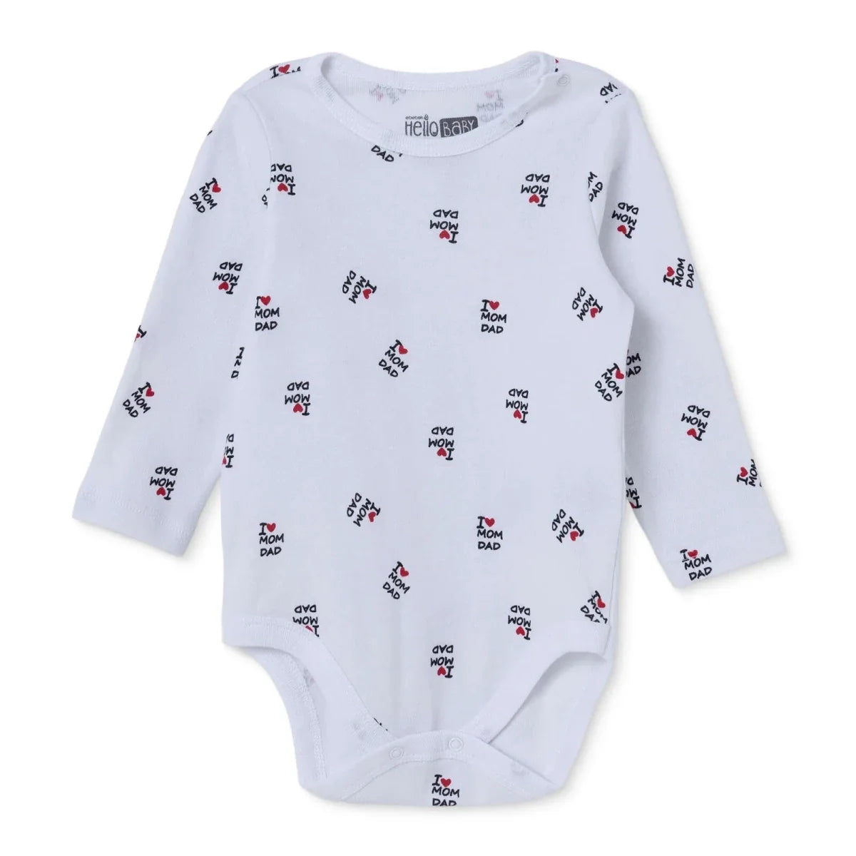 HelloBaby Long Sleeve Baby Bodysuit (1-3 Months to 2-3 Years) - White