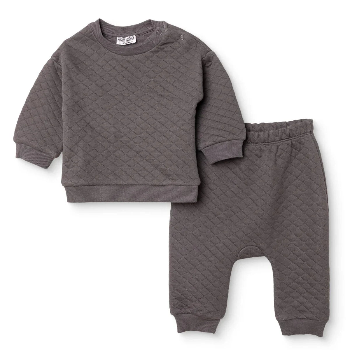 HelloBaby Quilted Baby Sweatshirt & Leggings Set (1-3 Months to 12 Months) - Anthracite
