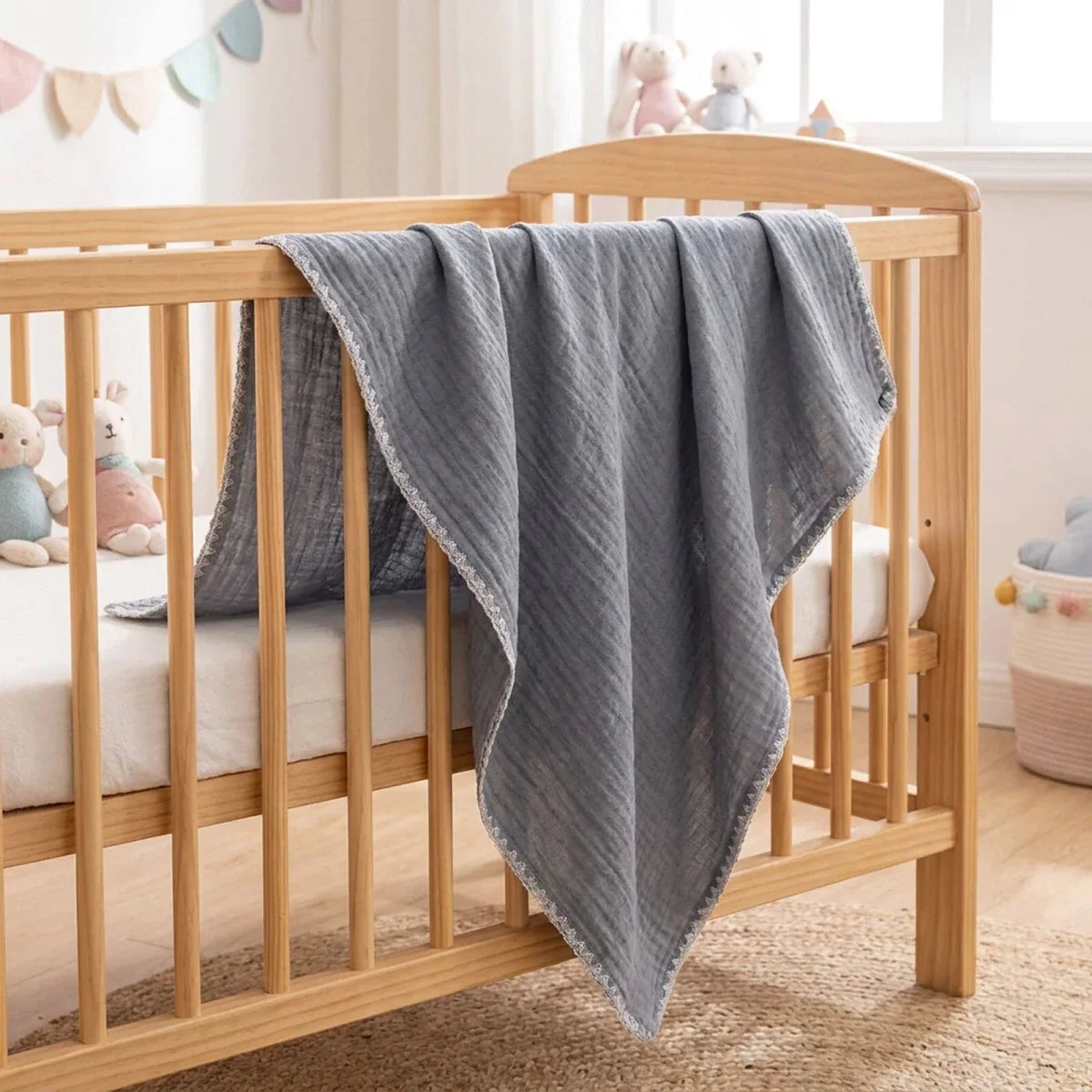 Tiffany Muslin Baby Blanket (One Size) - Charcoal