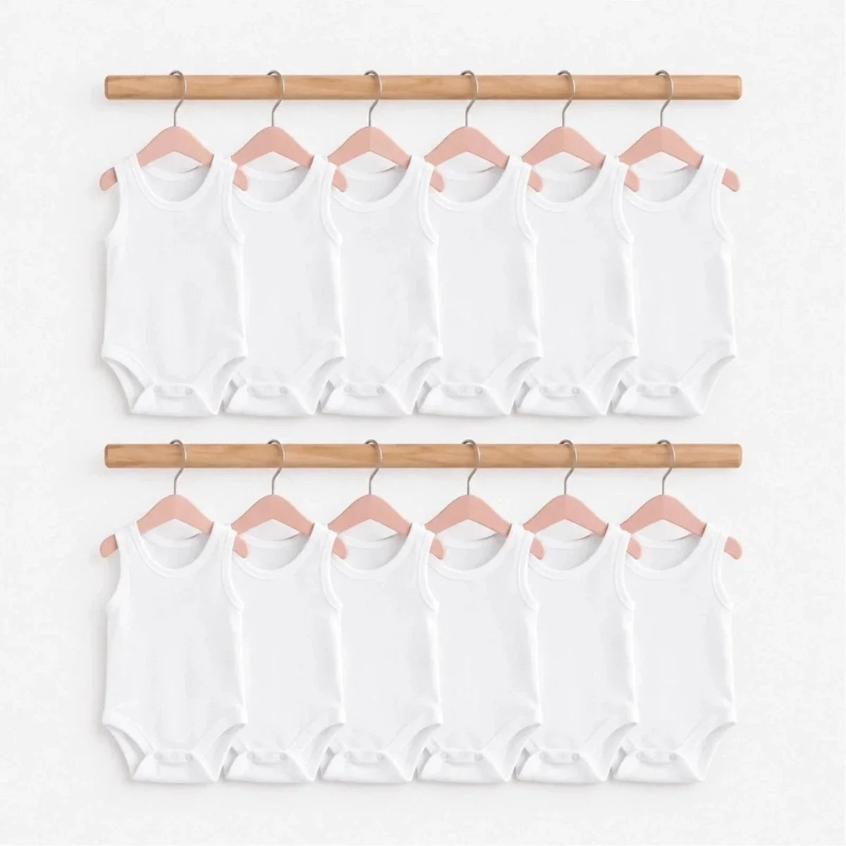 HelloBaby Unisex White Sleeveless Vest Bodysuits 12 Pack - White