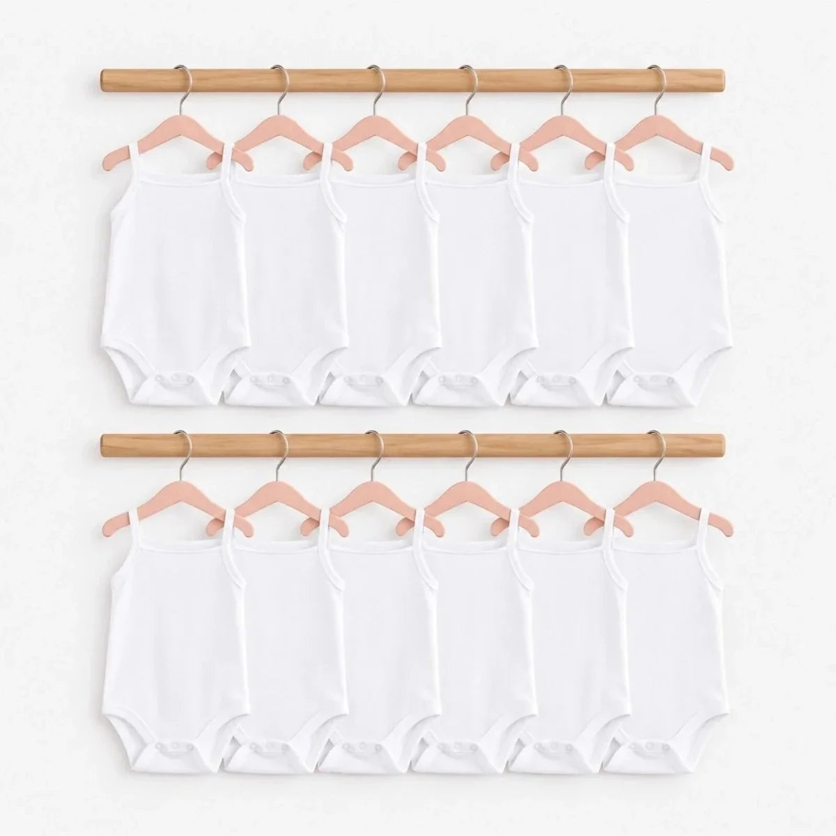 HelloBaby Unisex White Strappy Bodysuits 12 Pack - White