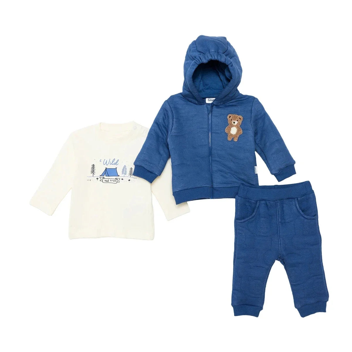 Bebetto 3 Piece Baby Cardigan, T-Shirt & Leggings Set (1-3 to 12 Months) - Indigo