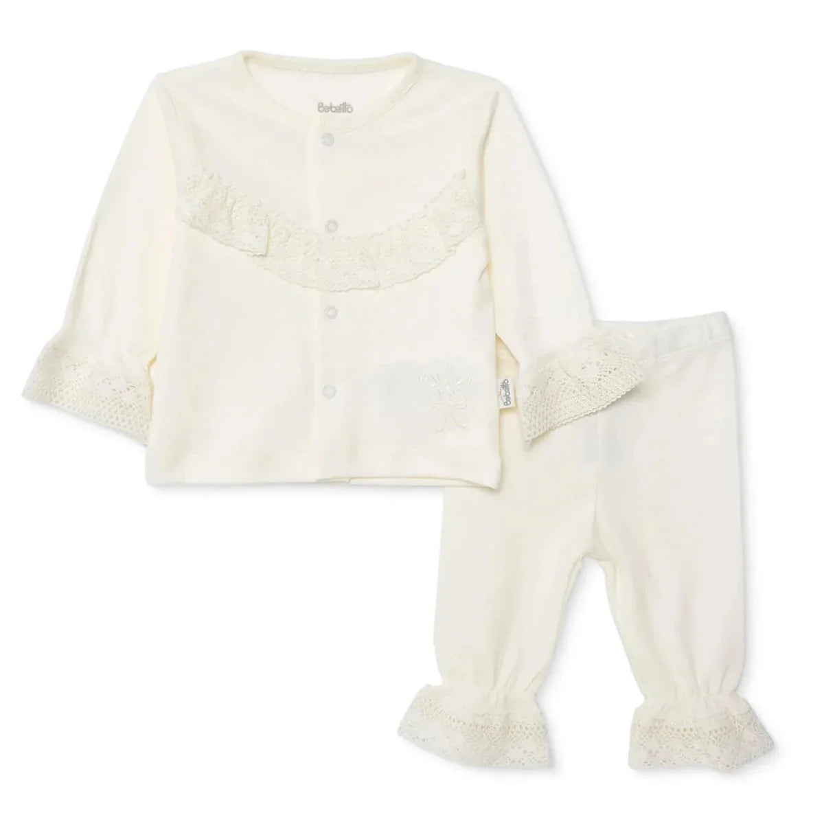 Bebetto Long Sleeve Baby Cardigan & Leggings Set (Newborn to 6-9 Months) - Ecru