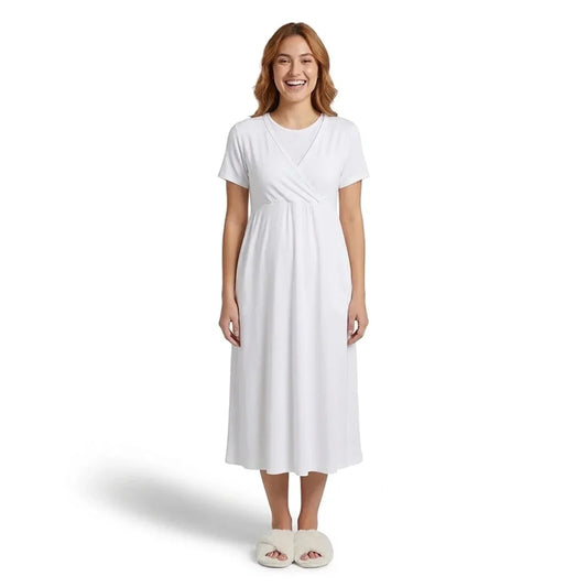 Baby Mom Women's Short Sleeve V-Neck Nightdress (S to 2XL) - Ecru
