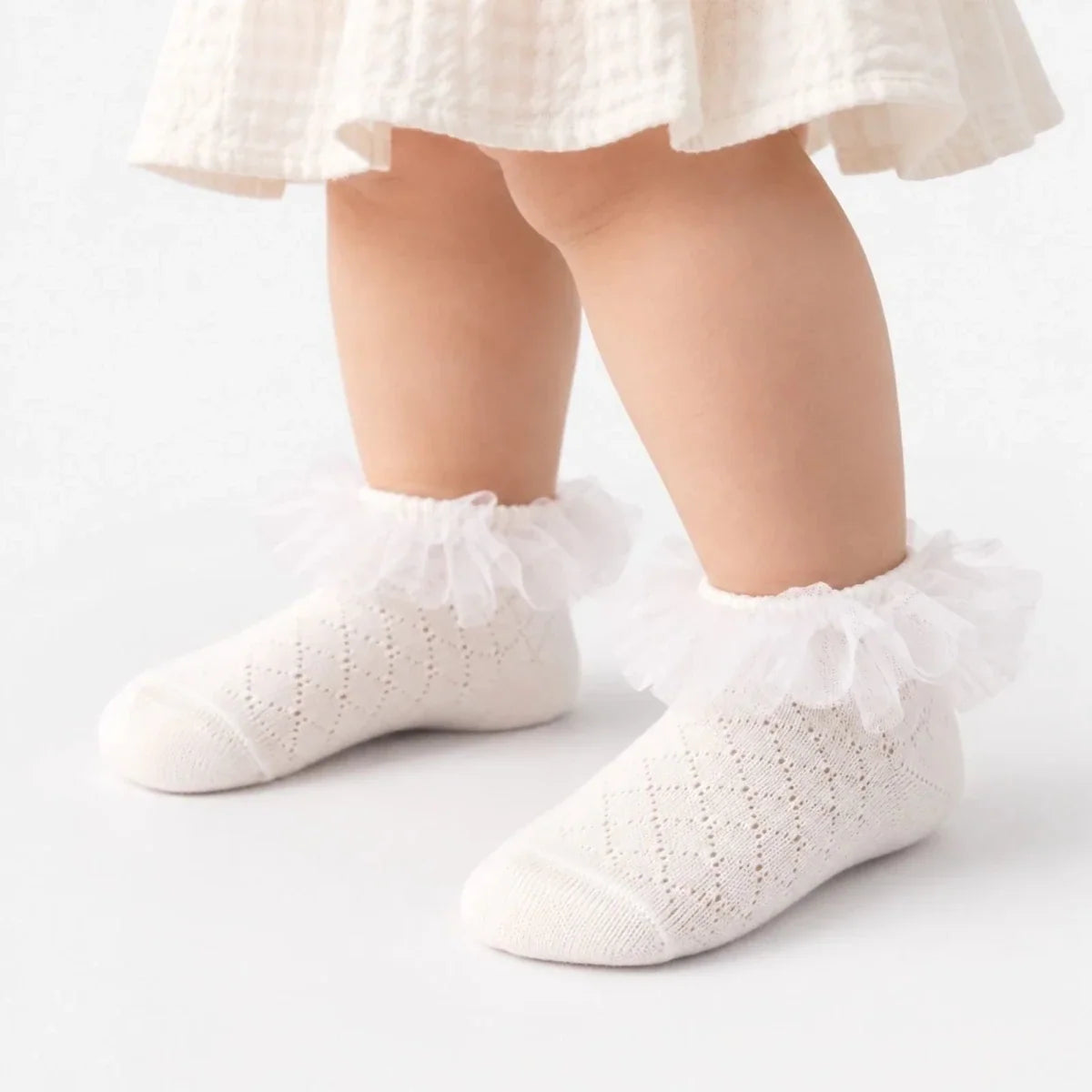 HelloBaby Lace Baby Socks (Newborn to 4-5 Years) - White