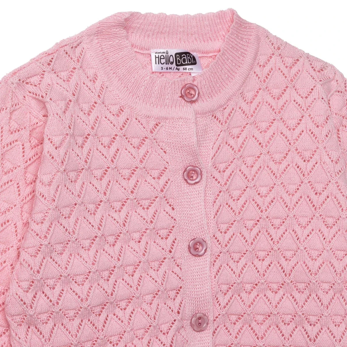 HelloBaby Floral Print Knitted Baby Cardigan (1-3 Months to 12 Months) - Pink
