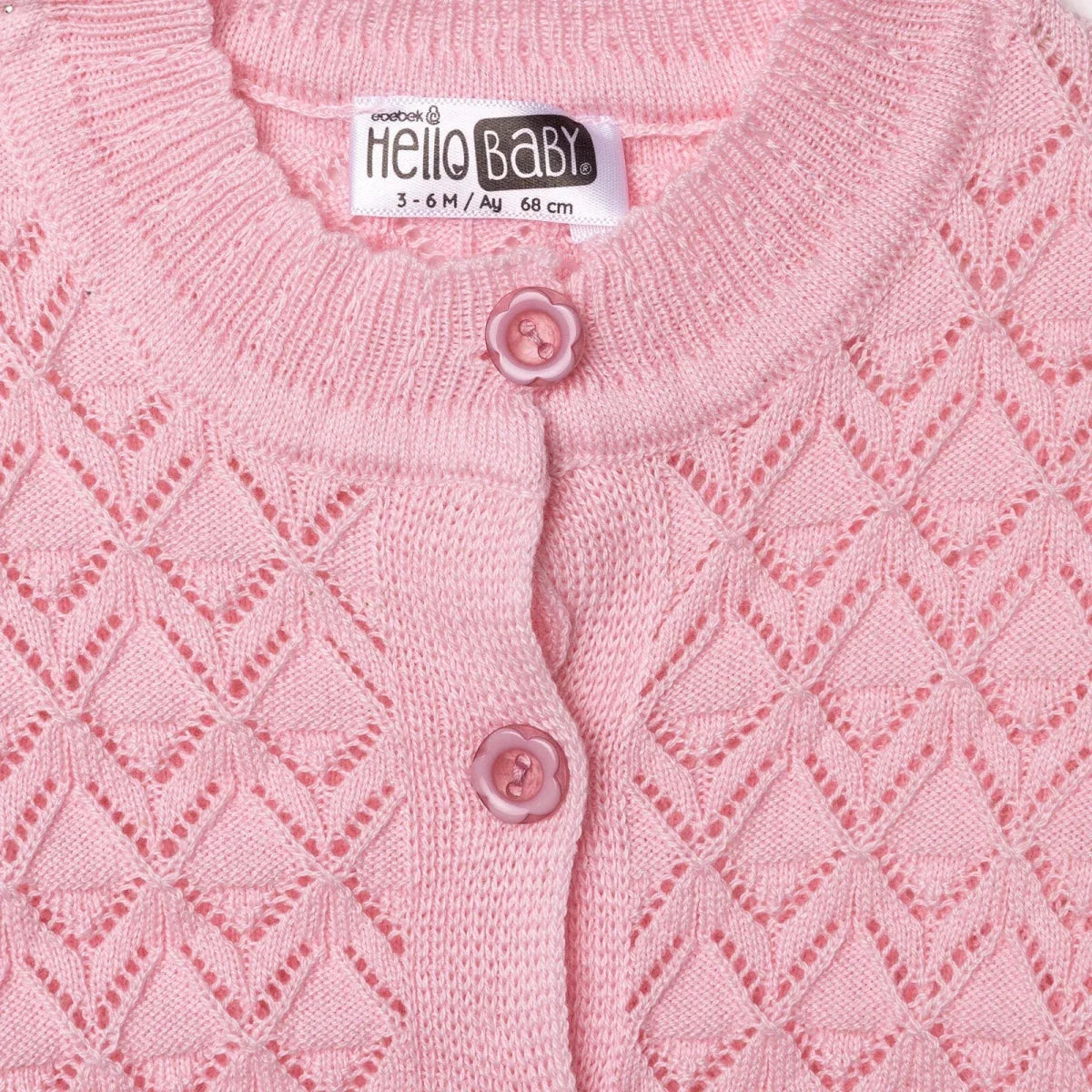 HelloBaby Floral Print Knitted Baby Cardigan (1-3 Months to 12 Months) - Pink
