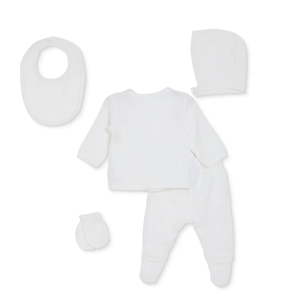HelloBaby 5 Piece "Little One" Slogan Muslin Baby Hospital Bag Set on a Hanger (Newborn) - Ecru