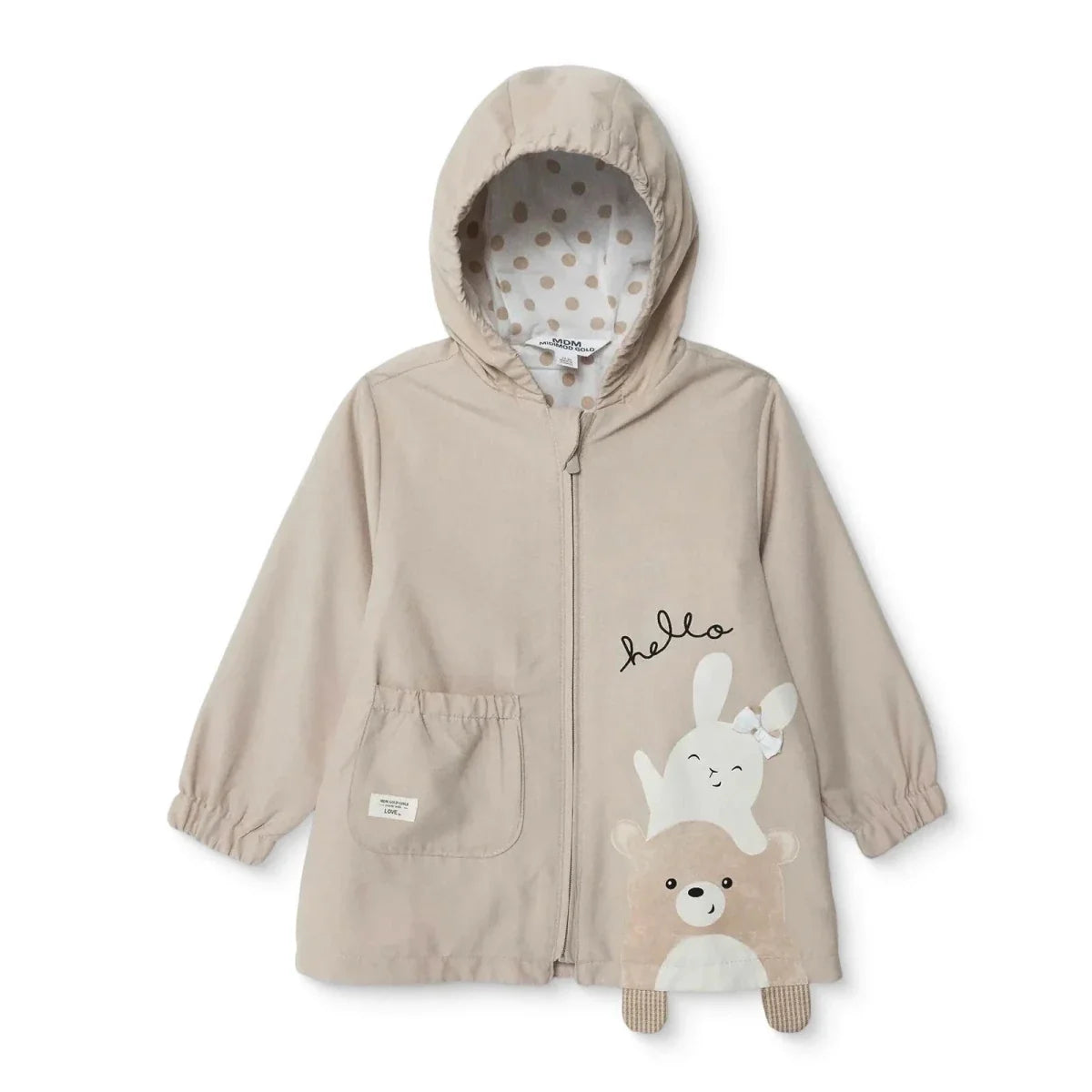 Midimod Hooded Lined Microfibre Baby Raincoat (9-12 Months to 4-5 Years) - Beige