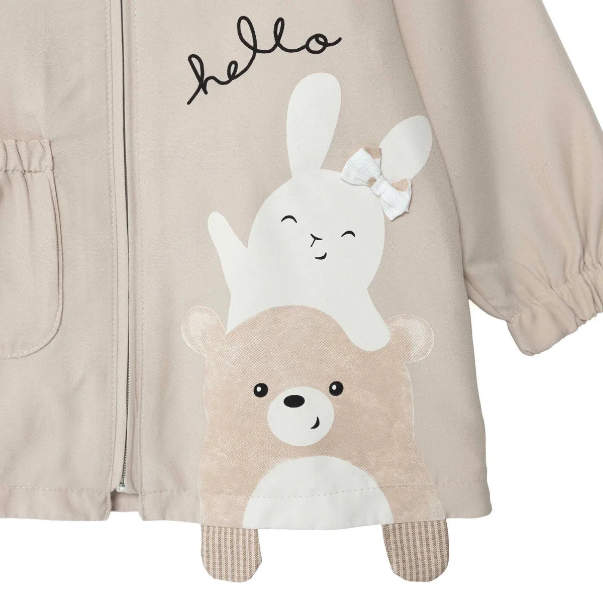 Midimod Hooded Lined Microfibre Baby Raincoat (9-12 Months to 4-5 Years) - Beige
