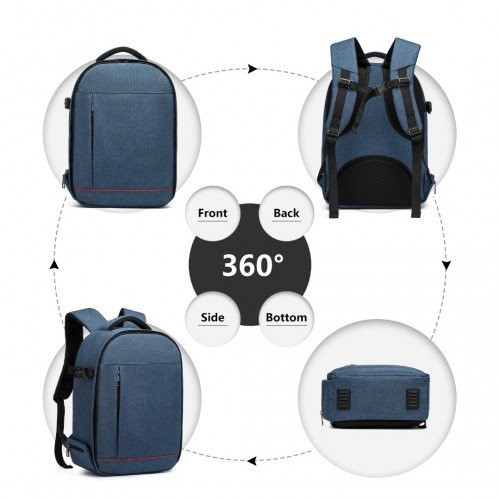 E6928 - Kono Water Resistant Shockproof DSLR Camera Backpack - Navy