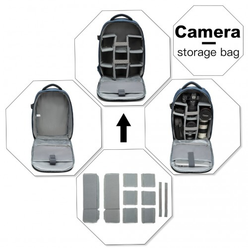 E6928 - Kono Water Resistant Shockproof DSLR Camera Backpack - Navy