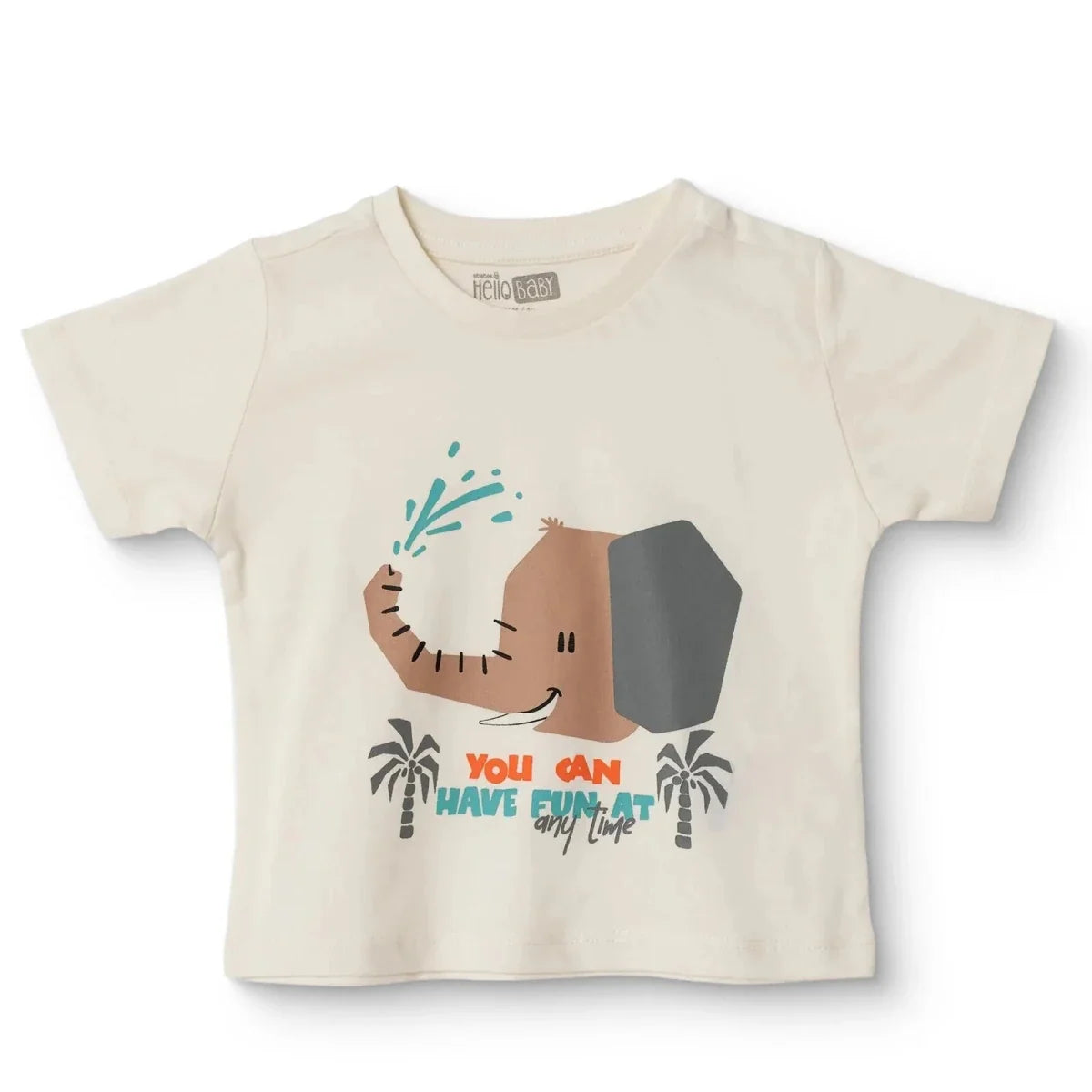 HelloBaby Short Sleeve Jersey Baby T-Shirt (3-6 Months to 3-4 Years) - Ecru