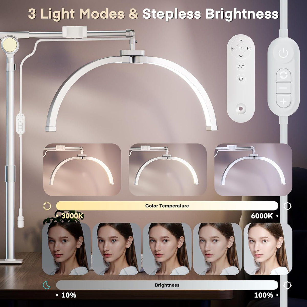 Lash Light 180cm Foldable Lash Lamp with Phone Holder Beauty Salon Light Lmaqfum