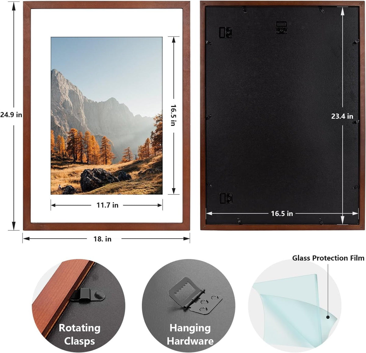A2 Poster Frame 16.5x23.4in Natural Wood Picture Frame Acrylic Glass HOHIYO