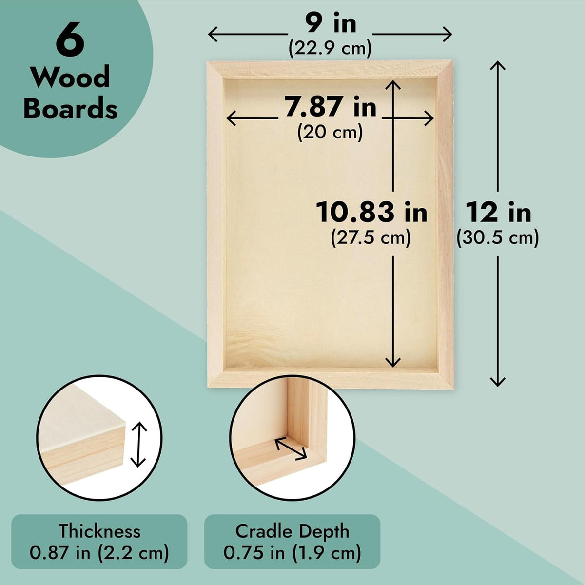 Unfinished Wooden Panels 6 Pack 23x30.5cm Wood Canvas Boards Painting Crafts
