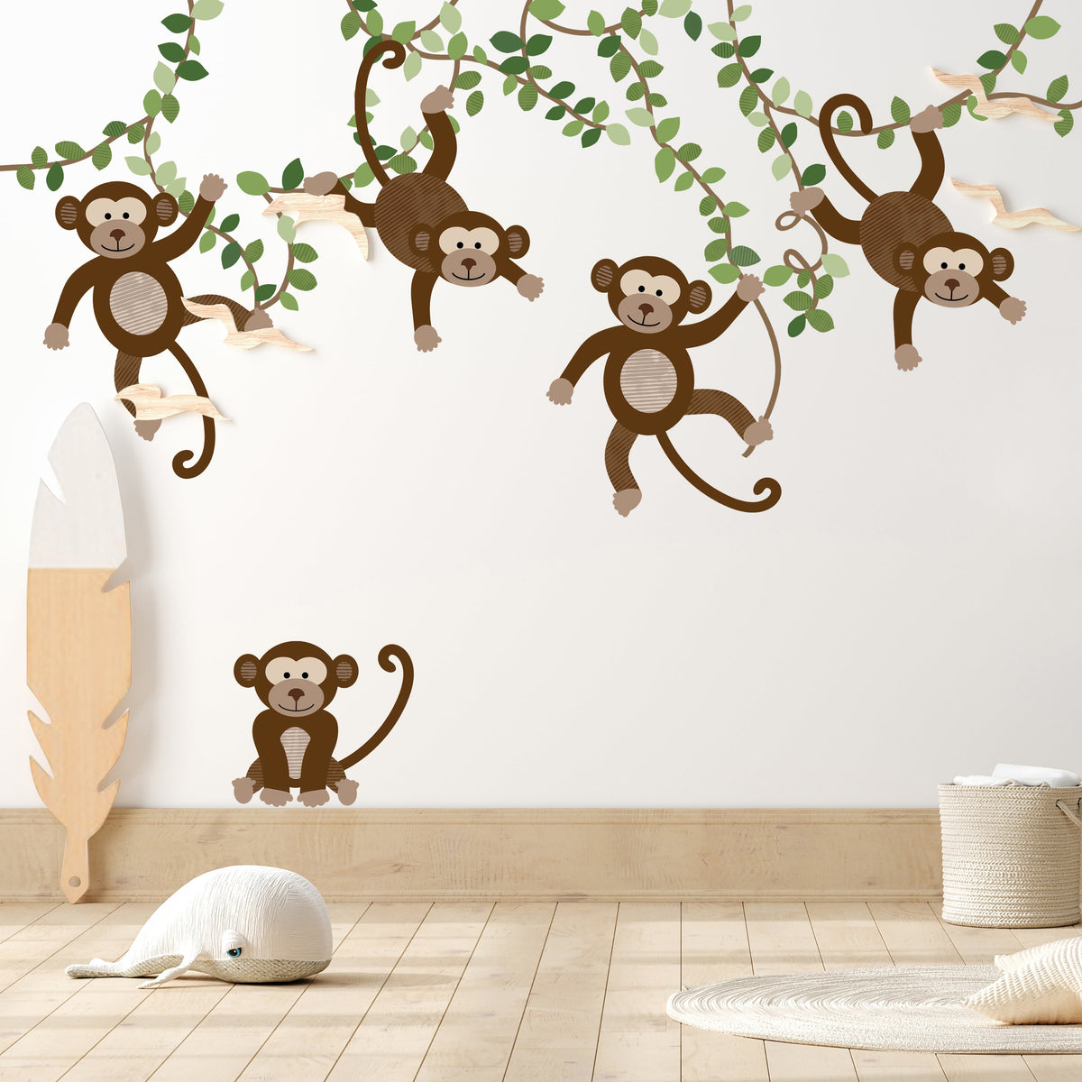 Extra Monkeys, Vines & Leaves - Repositionable Wall Decals Add-on Set