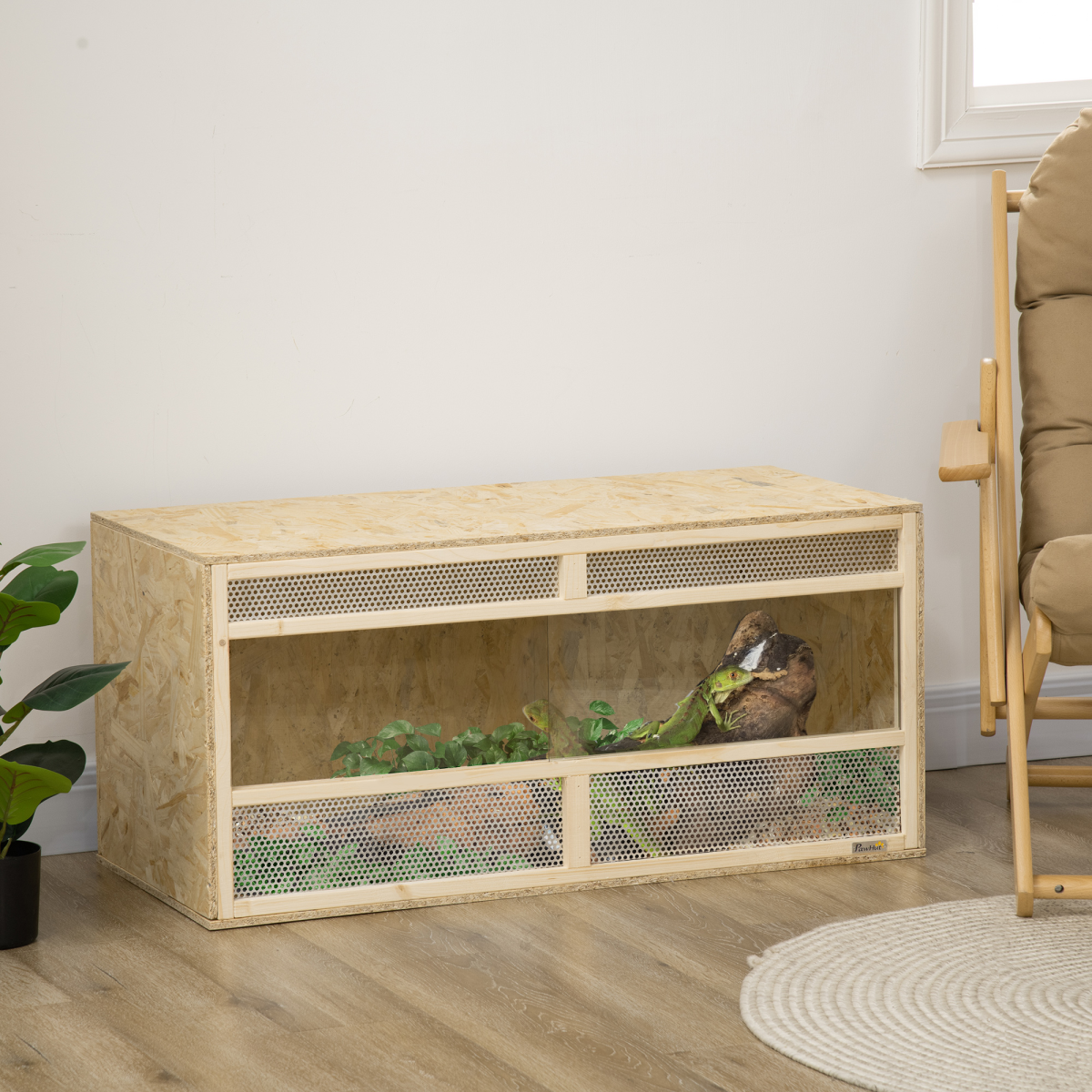PawHut Reptile Terrarium, Climbing Pet Container w/ Transparent Sliding Doors
