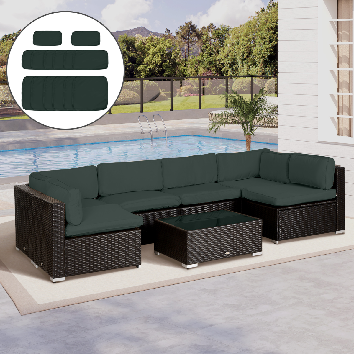 Garden Rattan Sofa Set Polyester Cover Replacement No Cushion Grey