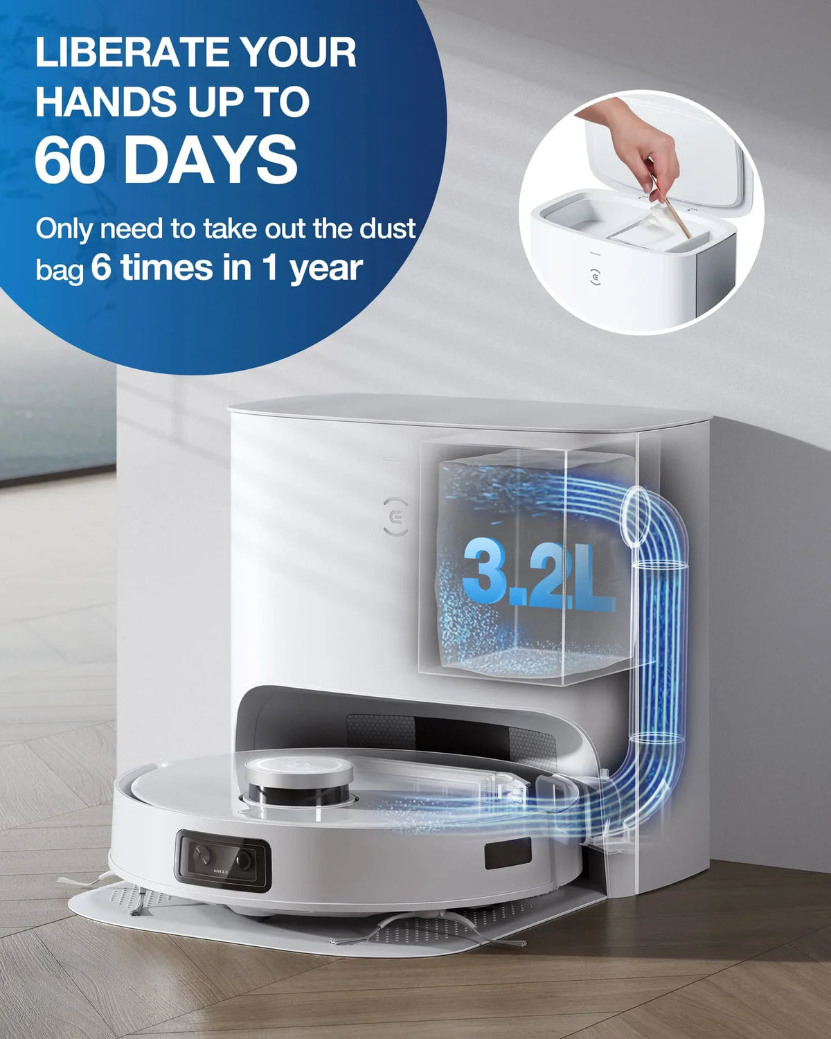 ECOVACS DEEBOT T10 PLUS Robot Vacuum Cleaner Auto-Empty Station 3000 Pa
