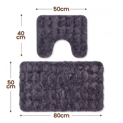 OLIVIA ROCCO 2 Piece Bath Mat Set Non Slip Super Absorbent Quick Dry Extra Soft Plush Rug