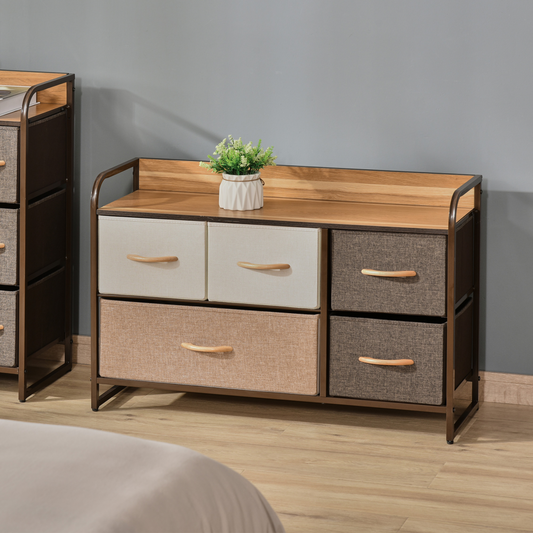 Drawers Storage Tower Dresser with Wood Top, Steel Frame, Storage Organizer