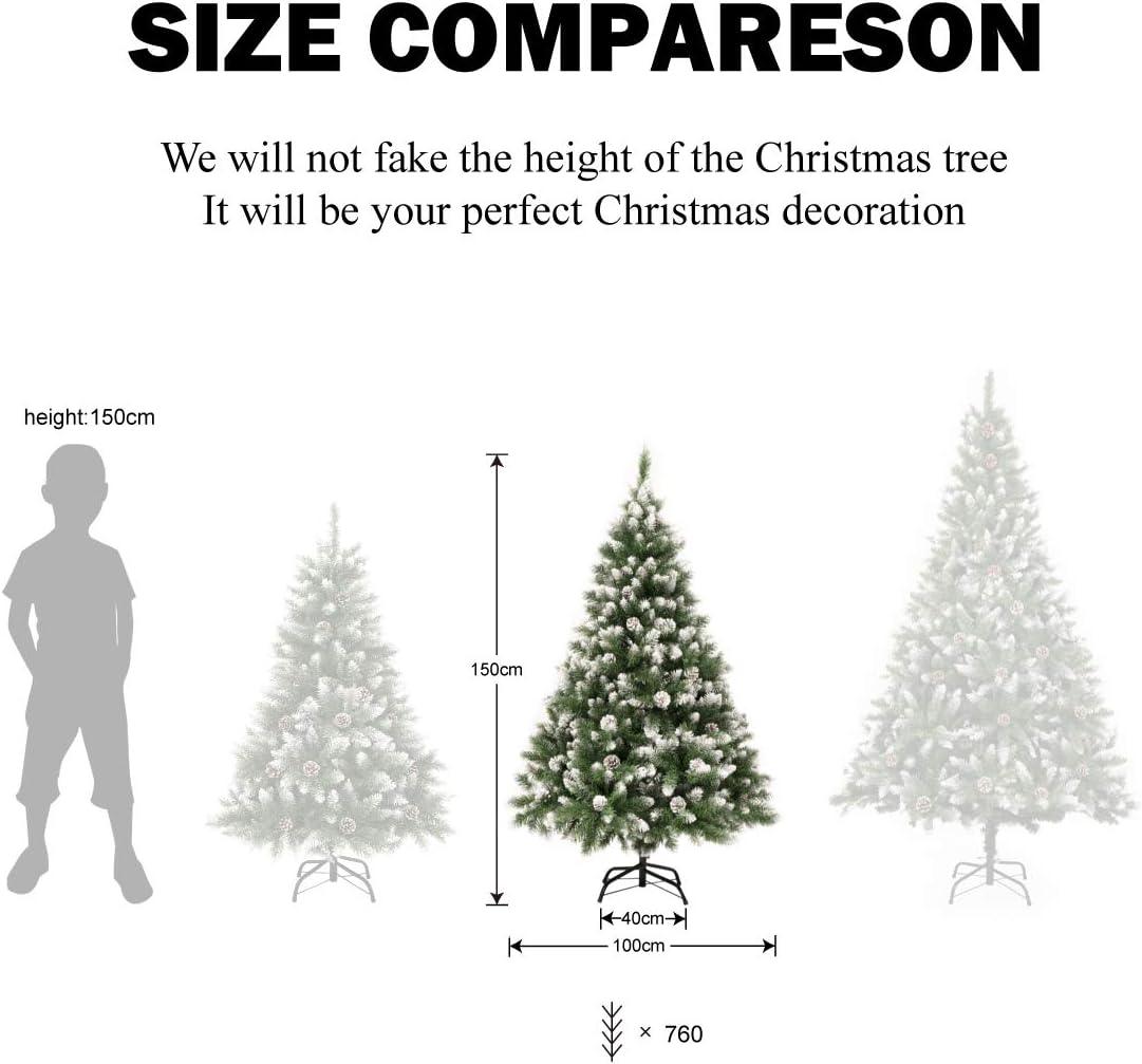 Artificial Christmas Tree 5ft Snowy with Pine Cones Fold Out GIGALUMI