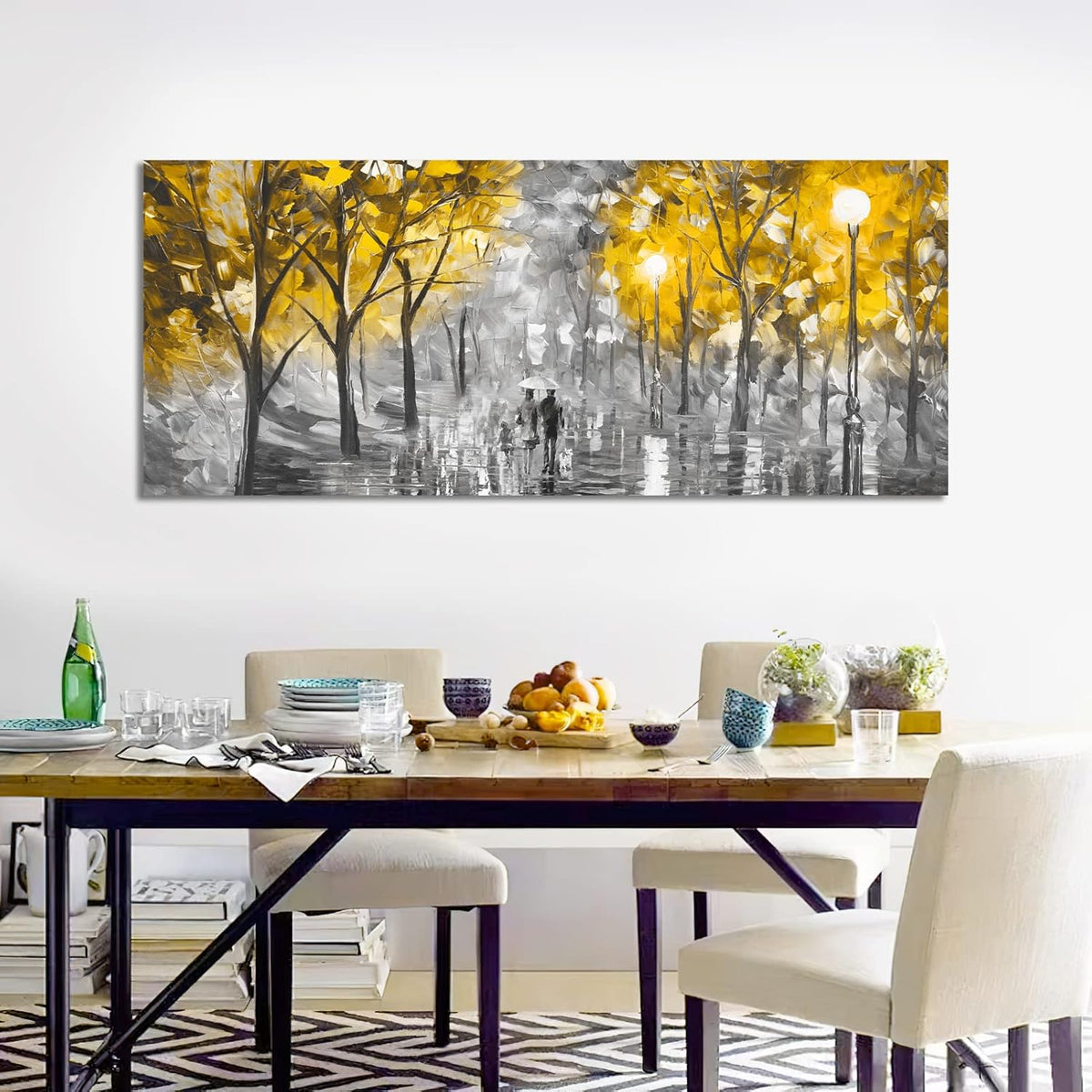 Large Canvas Wall Art Golden Autumn Picture Print 48x20in FajerminArt