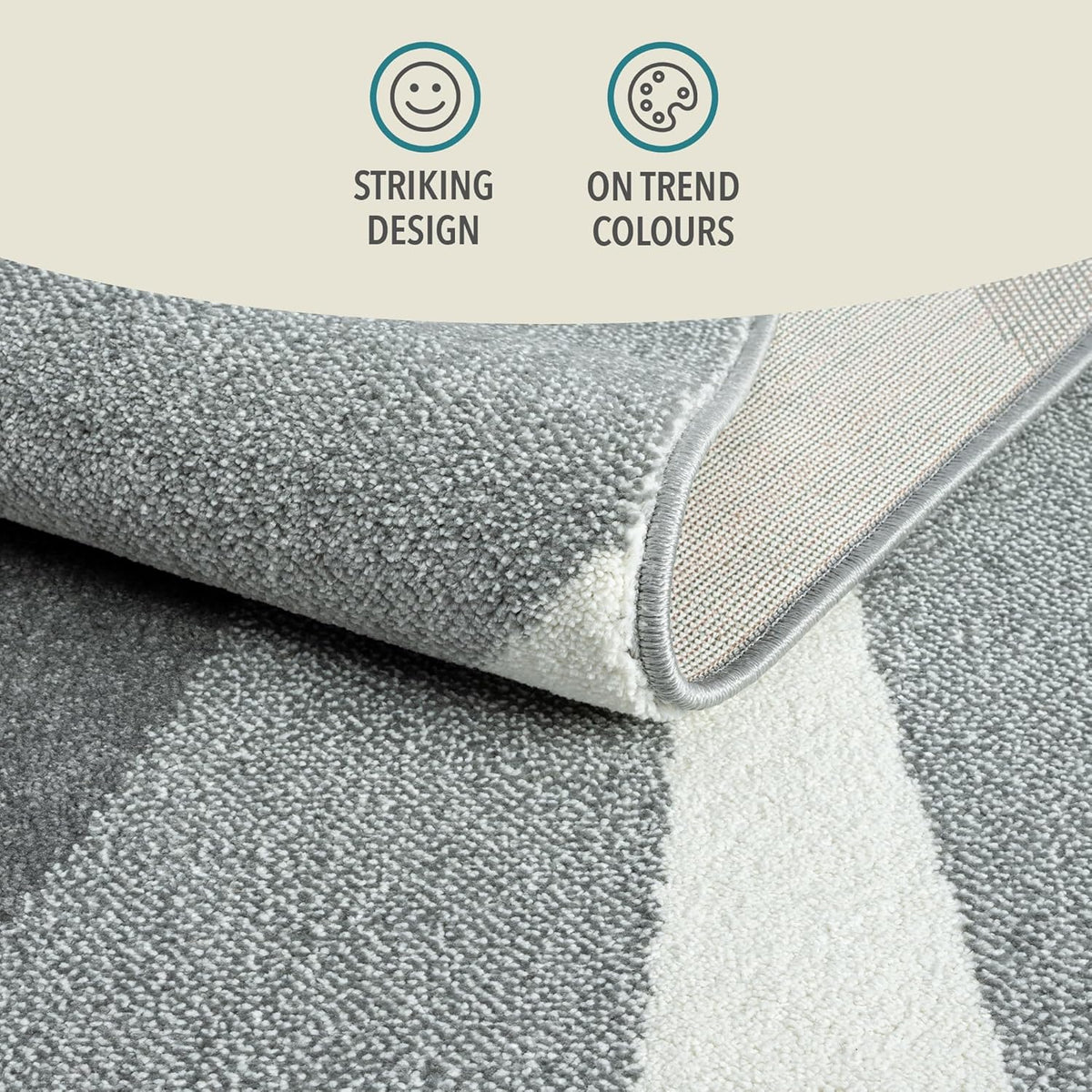 Large Rug 160x230cm Swirl Pattern Short Pile Living Room Area Rug Natural