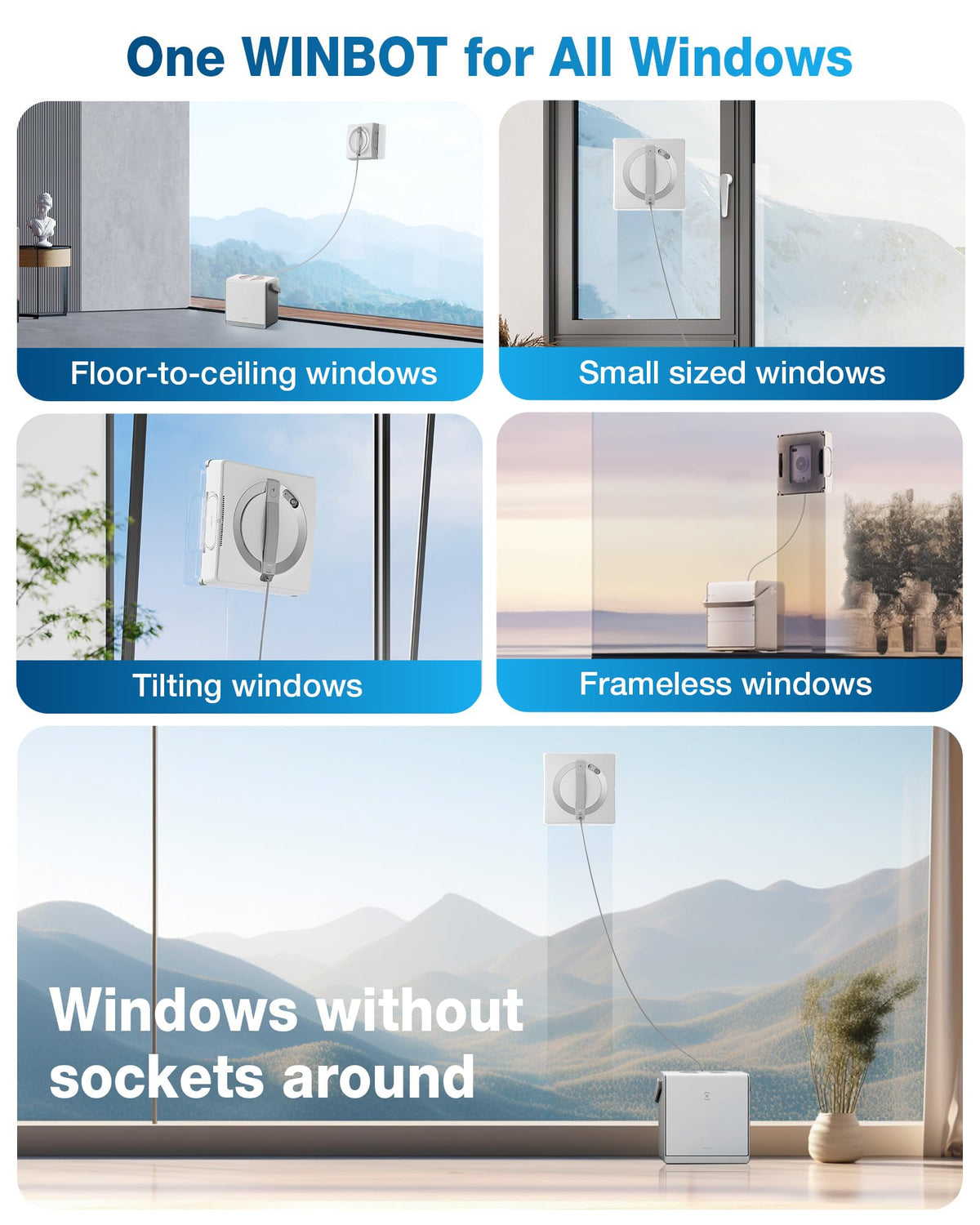Window Cleaning Robot Glass Cleaner Edge Cleaning Spray System ECOVACS