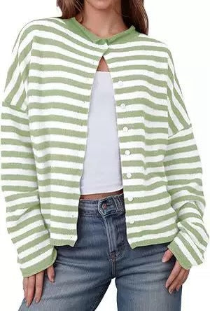 European And American Commuters' Knitted Shirt Soft Glutinous Stripes