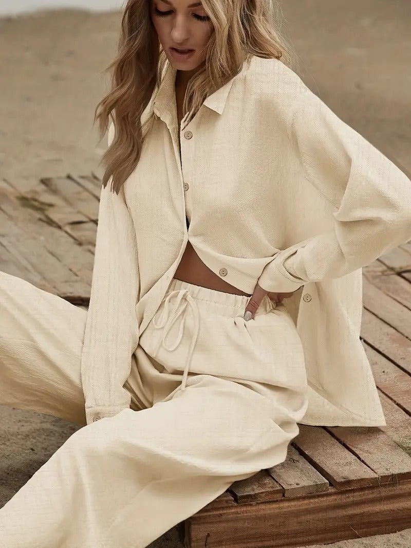 Women's Loose Shirt And Pants Set