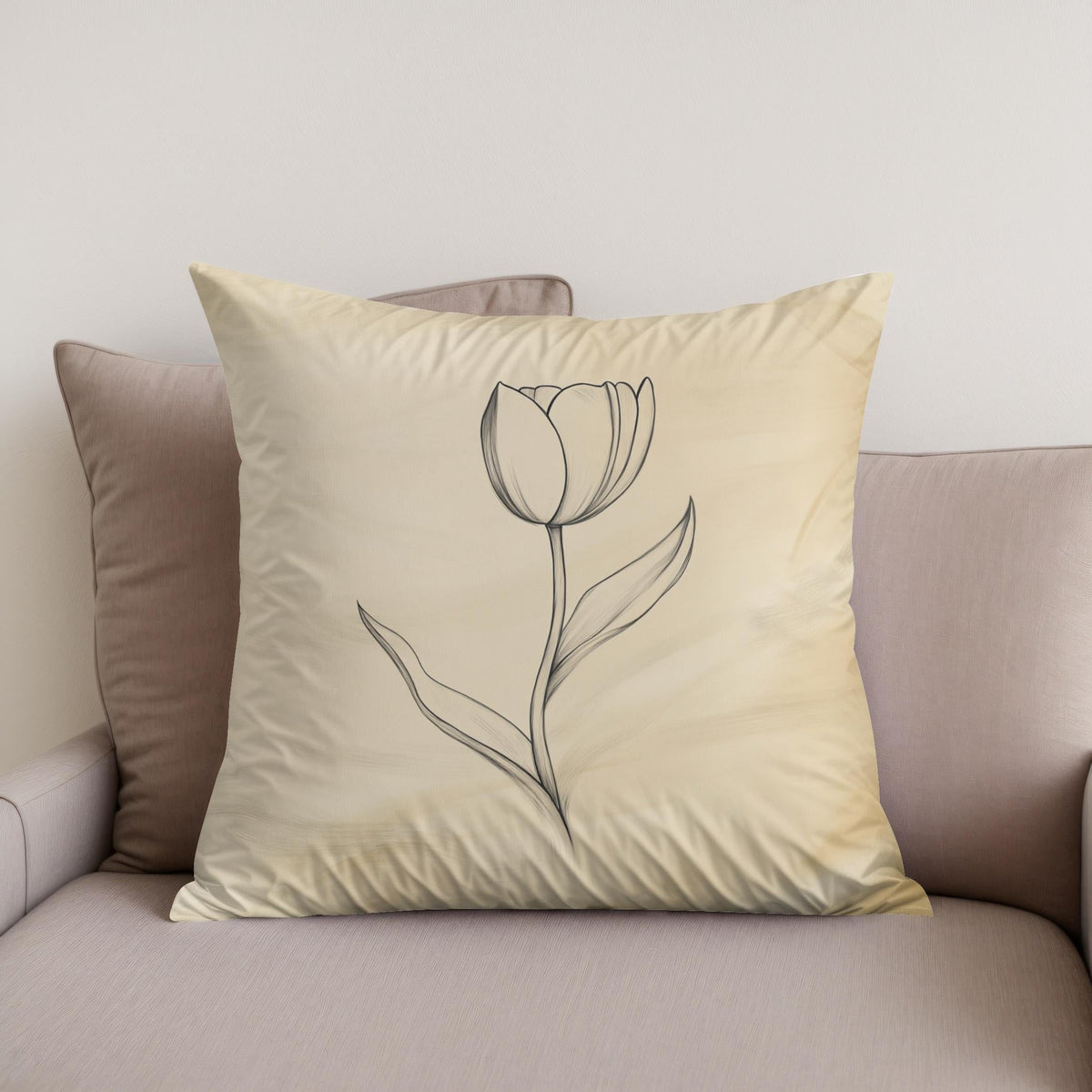 Tulip Outline Cotton Cushion