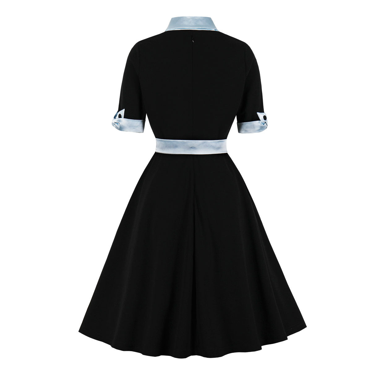 V-neck slim fit patchwork swing dress