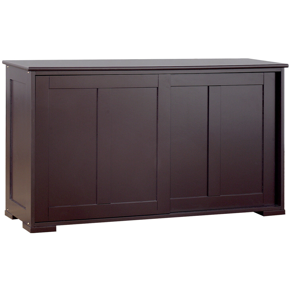 Storage Sideboard with Sliding Door and Double Partition-Black