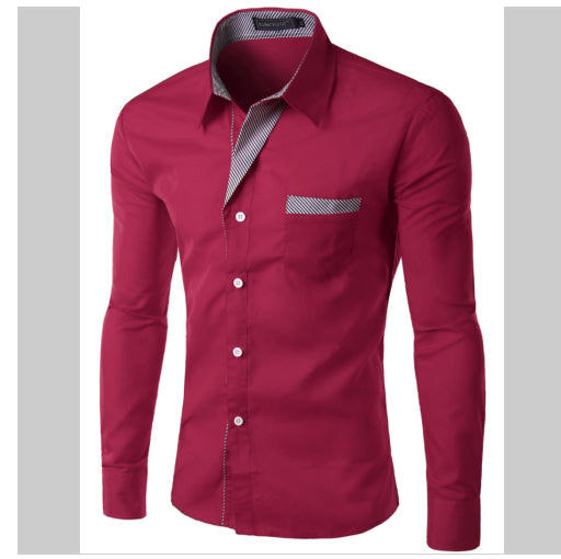European And American Simple Men's Long Sleeve Shirt