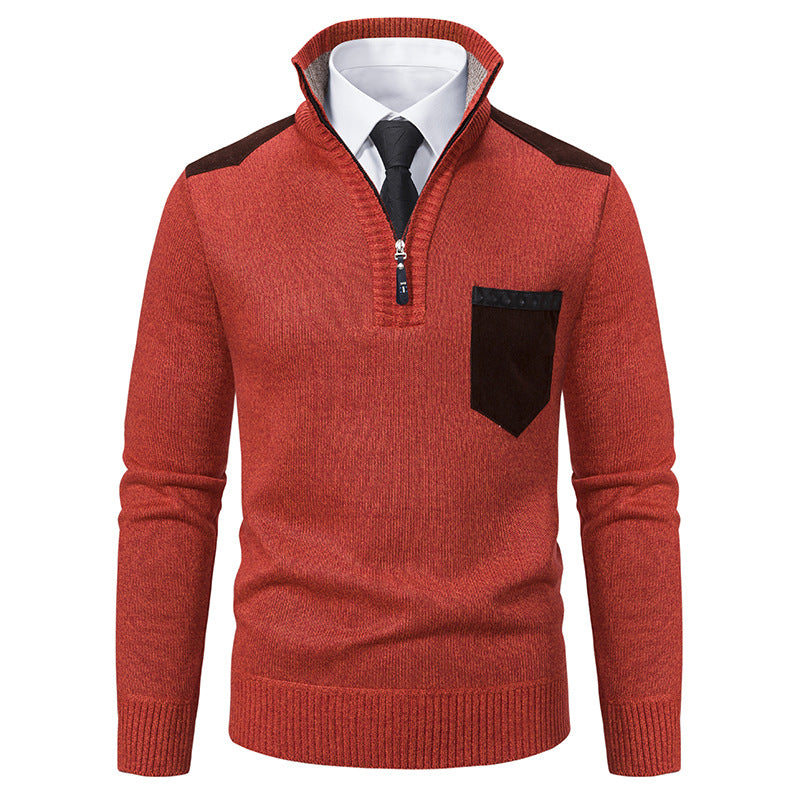 Pullover Men Sweater Thick Polo Shirts Korean Half Zipper Cold Blouse Stand Collar Autumn Winter Outerwear Luxury Cloth