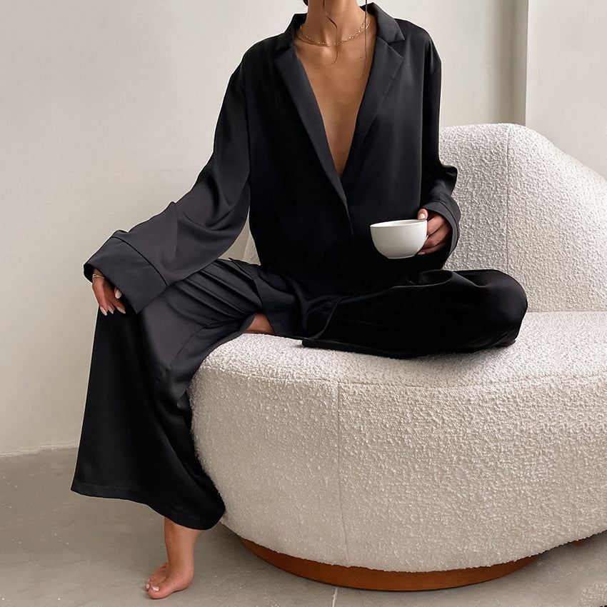 Women's Home  Silk Pure Color Pajamas