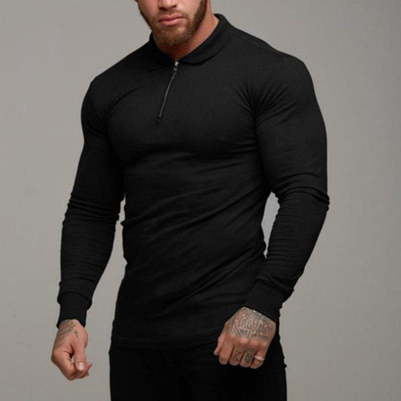 Men's Slim Long Sleeve Polo Shirt - Splash-Print Casual Top