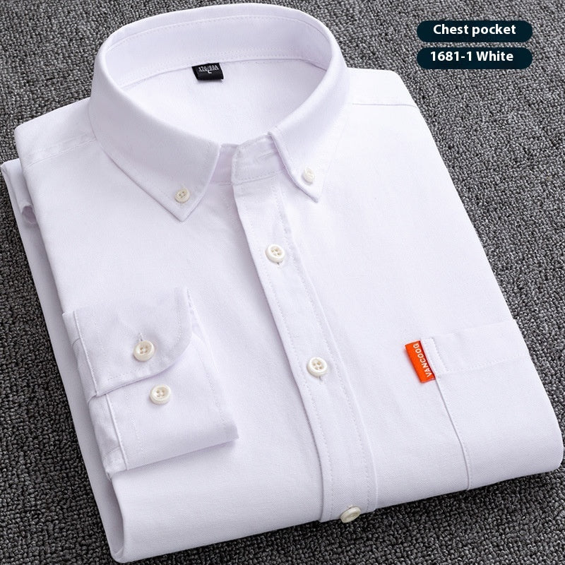 Men's Premium Oxford Cotton Shirt - Long Sleeve Button Down Dress Shirt