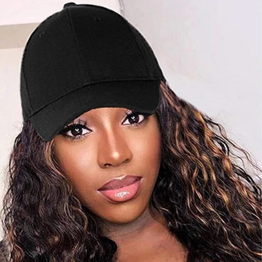 Women's Natural-Look Wig with Hat