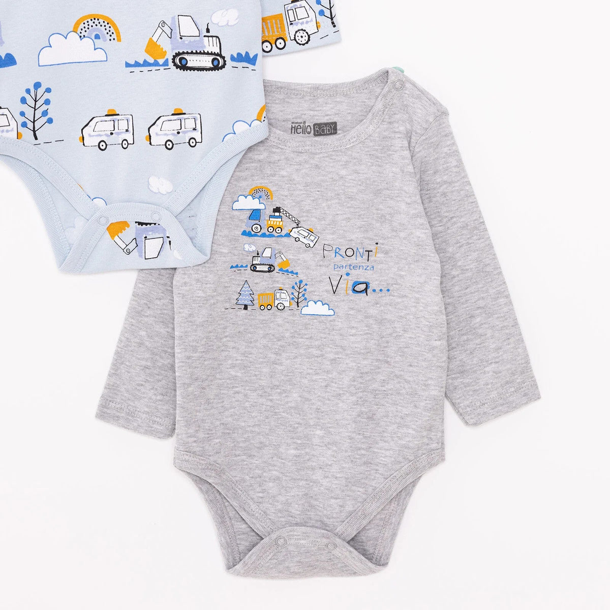 HelloBaby 2 Pack Car Print Long Sleeve Baby Bodysuits (3 Months to 3 Years)