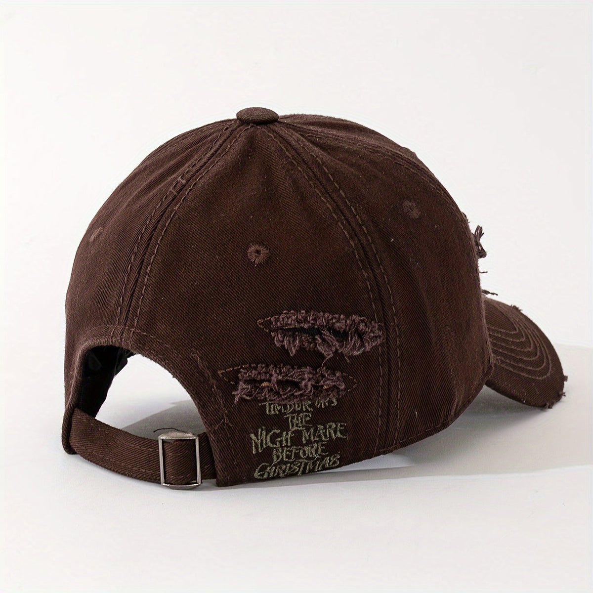 Lightweight Design Adjustable Baseball Cap with Embroidered Back Text, Distressed Multi-Layer Fabric Design –